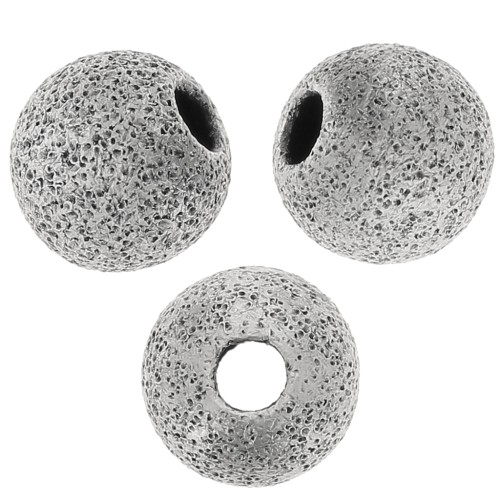 Perles rondes diamantées 6 mm argenté vieilli x5