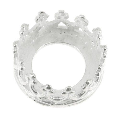 Serti rond griffe - décor couronne - pour cabochon 8 mm Placage Argent fin x1