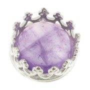 Serti rond griffe - décor couronne - pour cabochon 8 mm Placage Argent fin x1