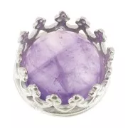 Serti rond griffe - décor couronne - pour cabochon 8 mm Placage Argent fin x1