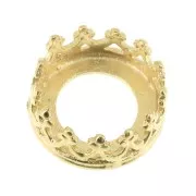 Serti rond griffe - décor couronne - pour cabochon 8 mm Doré à l'or fin x1