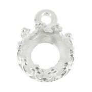 Serti pendentif rond - décor couronne - pour cabochon 6 mm Placage Argent fin x1|raw }}