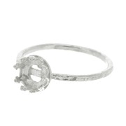 Bague fine martelée pour cabochon 6 mm - Taille 54 - Argent 925 x1