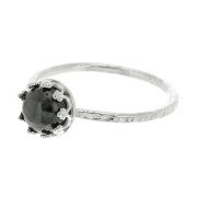 Bague fine martelée pour cabochon 6 mm - Taille 54 - Argent 925 x1