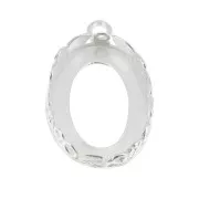 Serti pendentif ovale -décor floral pour cabochon 18x13 mm Placage Argent fin x1
