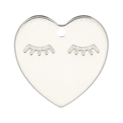 Breloque coeur motif cils 14 mm en Argent 925 x1
