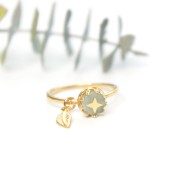 Breloque feuille 11x4 mm - Plaqué or 3 microns x1