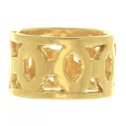 Perle tube travaillée 6.5x4 mm avec gros trou - Plaqué Or 3 microns x1