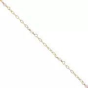 Chaîne Forçat limée 2mm avec Quartz rose facetté Argent 925 Doré à l'or fin x50cm