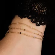 Chaîne Forçat limée 2mm avec Onyx noir facetté - Argent 925 Doré à l'or fin x50cm