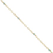 Chaîne Forçat limée 2mm avec Amazonite facetté - Argent 925 Doré à l'or fin x50cm