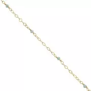 Chaîne Forçat limée 2mm avec Amazonite facetté - Argent 925 Doré à l'or fin x50cm