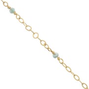 Chaîne Forçat limée 2mm avec Amazonite facetté - Argent 925 Doré à l'or fin x50cm