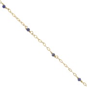 Chaîne Forçat limée 2mm avec Sodalite facetté - Argent 925 Doré à l'or fin x50cm