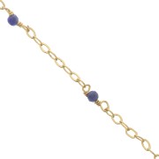 Chaîne Forçat limée 2mm avec Sodalite facetté - Argent 925 Doré à l'or fin x50cm