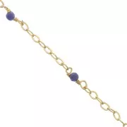 Chaîne Forçat limée 2mm avec Sodalite facetté - Argent 925 Doré à l'or fin x50cm