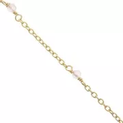 Chaîne Forçat 2mm avec pierre Quartz rose facetté Argent 925 Doré à l'or fin x50cm