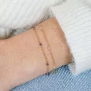 Chaîne Forçat 2mm avec pierre Quartz rose facetté Argent 925 Doré à l'or fin x50cm