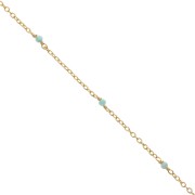 Chaîne Forçat 2mm avec pierres Amazonite facetté Argent 925 Doré à l'or fin x50cm