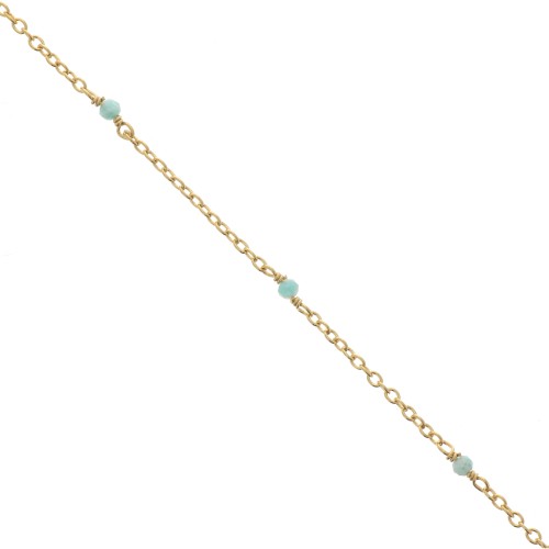 Chaîne Forçat 2mm avec pierres Amazonite facetté Argent 925 Doré à l'or fin x50cm