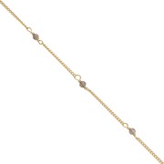 Chaîne Gourmette 2mm avec Quartz fumé facetté Argent 925 Doré à l'or fin x50cm|raw }}