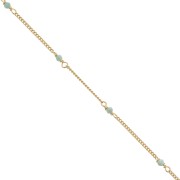 Chaîne Gourmette 2mm avec Amazonite facetté Argent 925 Doré à l'or fin x50cm