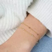 Chaîne Gourmette 2mm avec Amazonite facetté Argent 925 Doré à l'or fin x50cm