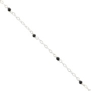Chaîne maille forçat limée 2 mm avec perles facettées Onyx noir - Argent 925 x50cm