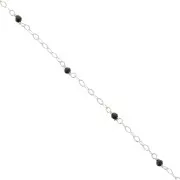 Chaîne maille forçat limée 2 mm avec perles facettées Onyx noir - Argent 925 x50cm