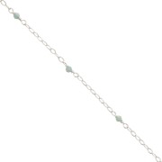 Chaîne maille forçat limée 2 mm avec perles facettées Amazonite - Argent 925 x50cm