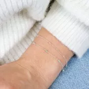 Chaîne maille forçat limée 2 mm avec perles facettées Sodalite - Argent 925 x50cm