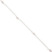 Chaîne maille forçat 2mm avec perles facettées Quartz rose - Argent 925 x50cm|raw }}