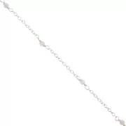 Chaîne maille forçat 2mm avec perles facettées Quartz rose - Argent 925 x50cm