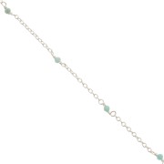 Chaîne maille forçat 2mm avec perles facettées Amazonite - Argent 925 x50cm