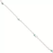 Chaîne maille forçat 2mm avec perles facettées Amazonite - Argent 925 x50cm
