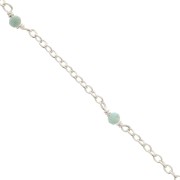 Chaîne maille forçat 2mm avec perles facettées Amazonite - Argent 925 x50cm