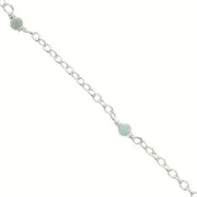 Chaîne maille forçat 2mm avec perles facettées Amazonite - Argent 925 x50cm