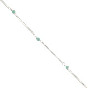 Chaîne maille gourmette 2 mm avec perles facettées Amazonite - Argent 925 x50cm