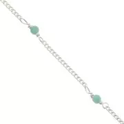 Chaîne maille gourmette 2 mm avec perles facettées Amazonite - Argent 925 x50cm
