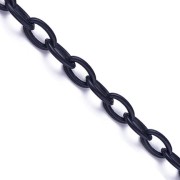 Chaîne plastique maille Forçat 7.4 mm - Noir x39cm