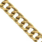 Chaîne maille Gourmette limée 7.75 mm en Acier inoxydable 316L Doré x50cm