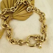 Chaîne maille Forçat alternée 13.8 mm en Acier inoxydable 316L Doré x50cm