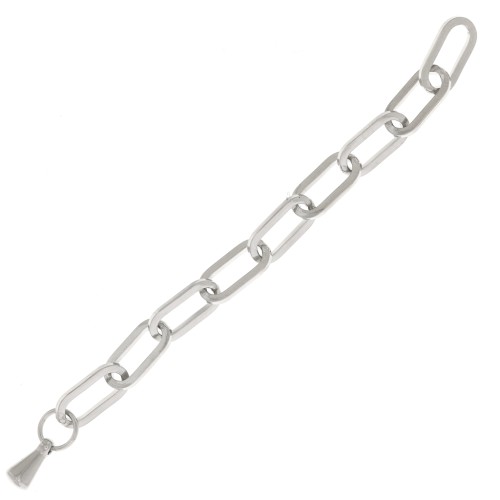 Chainette d'extension maille Rectangle limée 55 mm - Acier inoxydable 316L x1