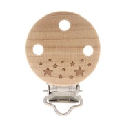 Clip amovible attache sucette - tétine 43x30 mm en bois - Rond - Naturel x1
