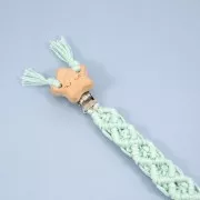 Clip amovible attache sucette - tétine 43x30 mm en bois - Rond - Naturel x1