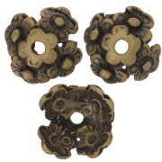 Coupelles décor fleurs 12 mm cuivré vieilli x4|raw }}