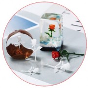 Rose en plastique 25 mm pour accessoires & bijoux résine d'inclusion - Blanc x1