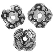 Coupelles décor fleurs 12 mm argenté vieilli x4|raw }}