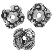 Coupelles décor fleurs 12 mm argenté vieilli x4