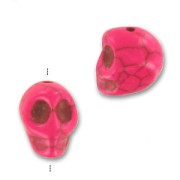 Perle Tête de mort en Howlite teintée 13 mm Hot Pink x1|raw }}
